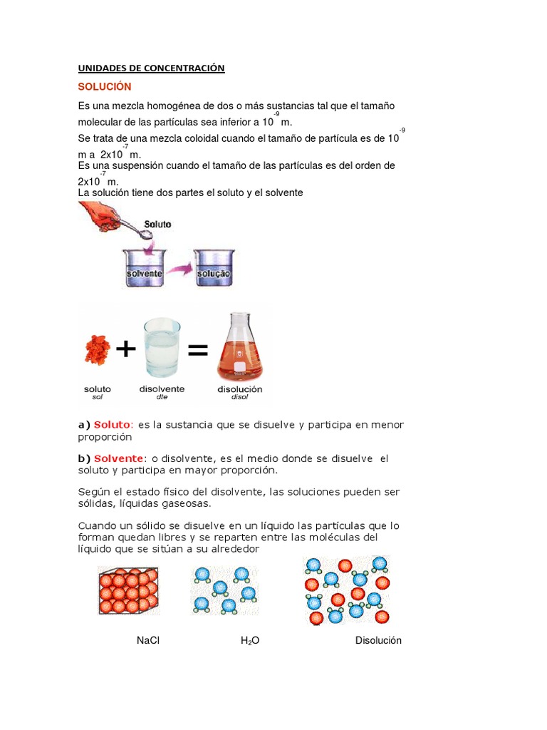 Quimica Unidades de Concentracion PDF Concentración