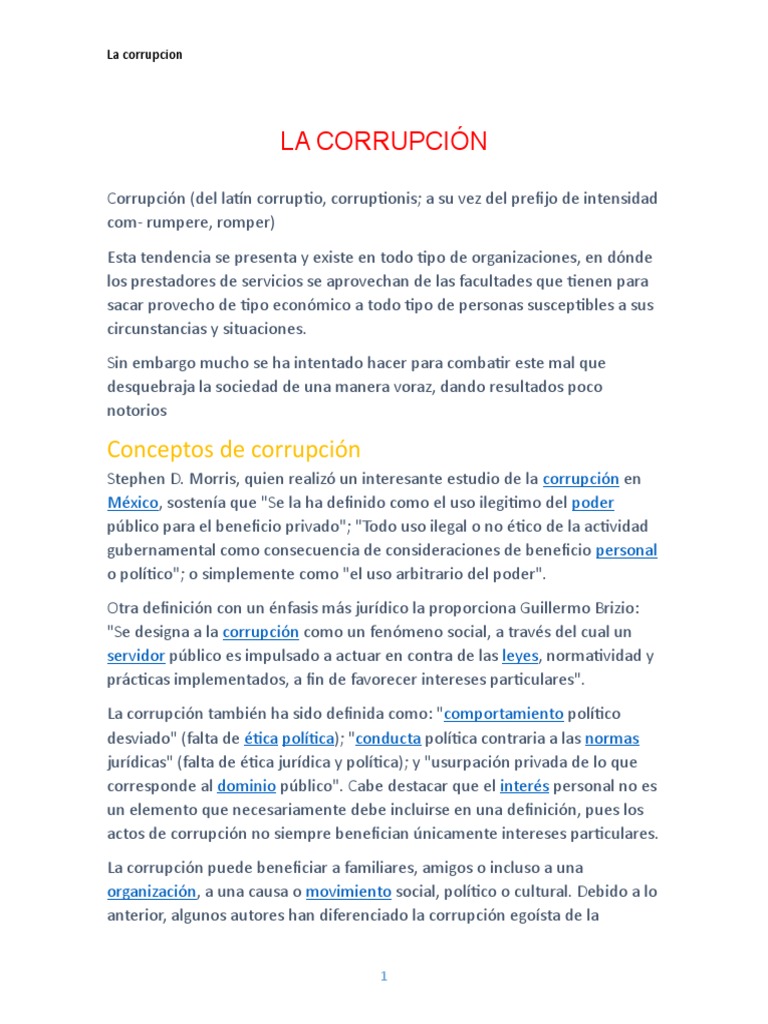 La Corrupción Pdf Corrupción Política Teorías Sociológicas