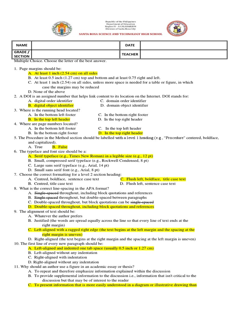 Apa format template picture