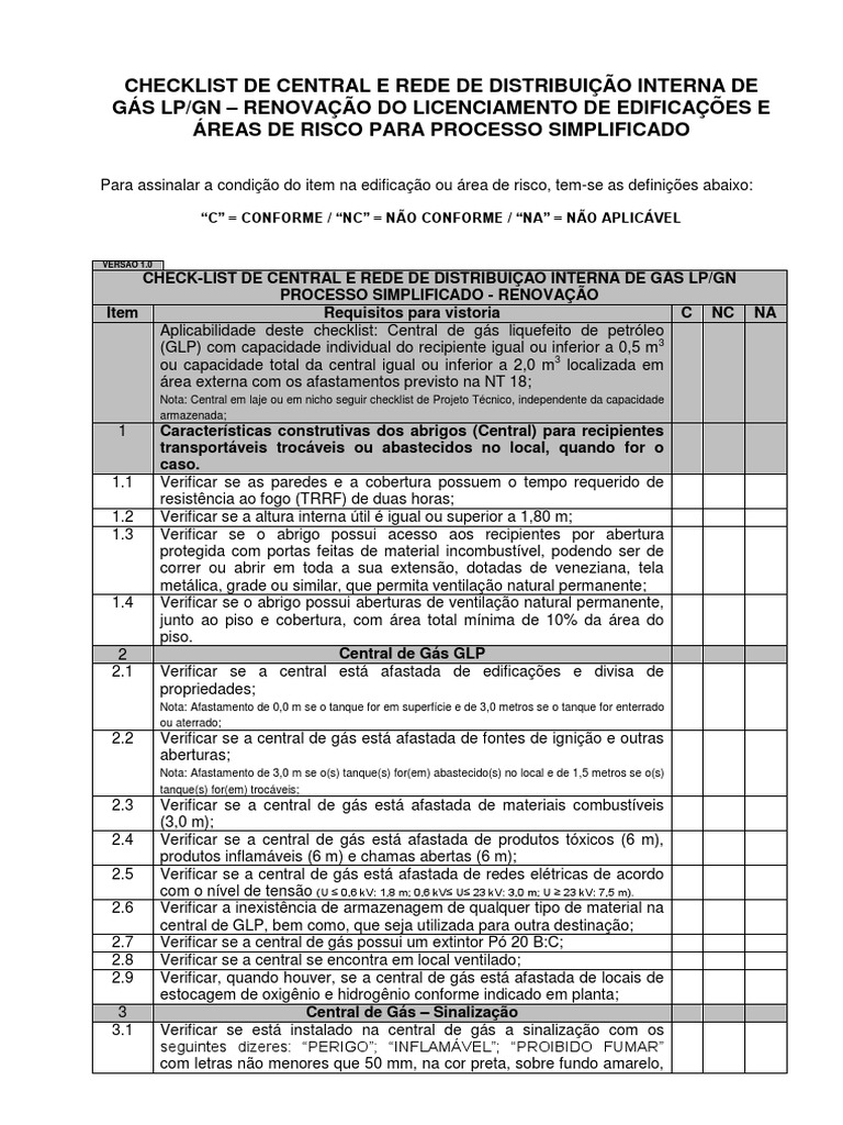 Checklist GLP-GN - PS - Renov 2.0 | PDF | Gás natural | Gás liquefeito ...