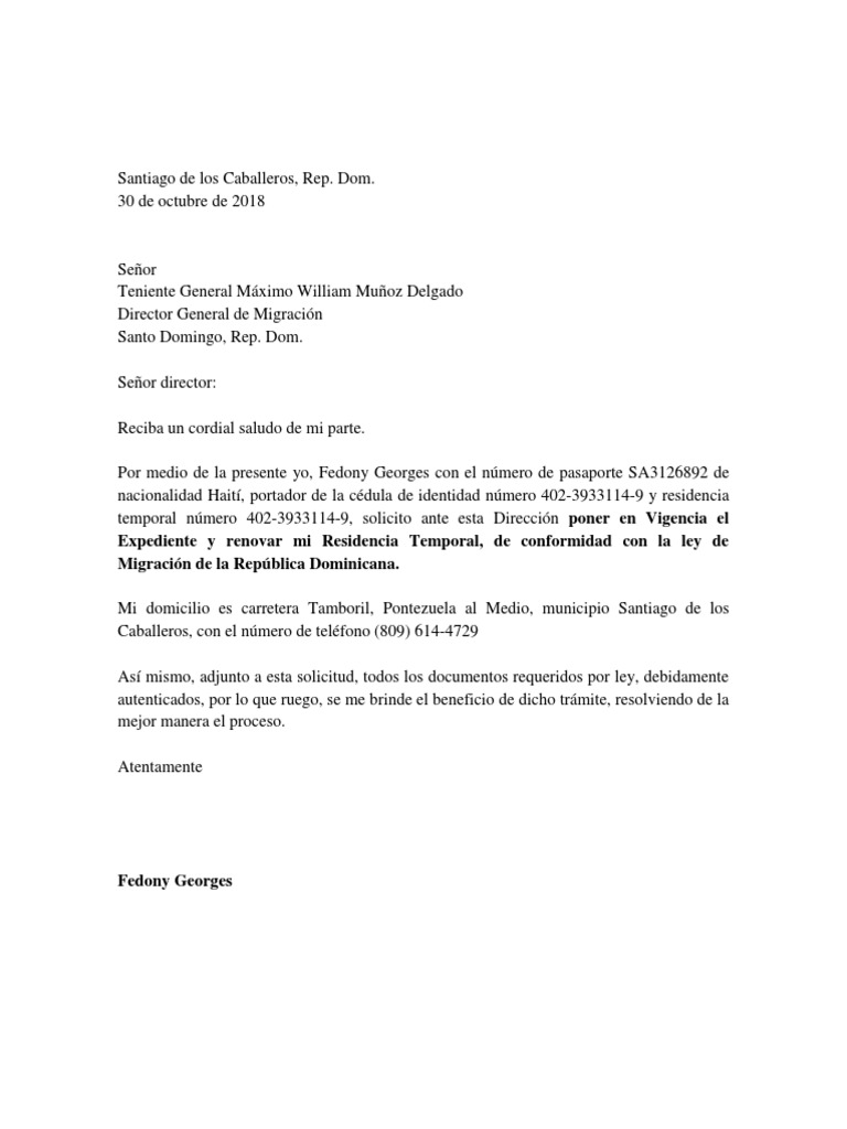 Carta para Consulado PDF