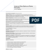 Curso Instalaciones en Fibra Óptica en Planta Interna