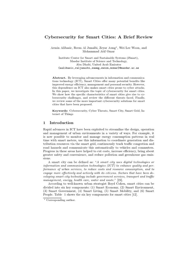 Cybersecurity For Smart Cities: A Brief Review | PDF | Computer ...