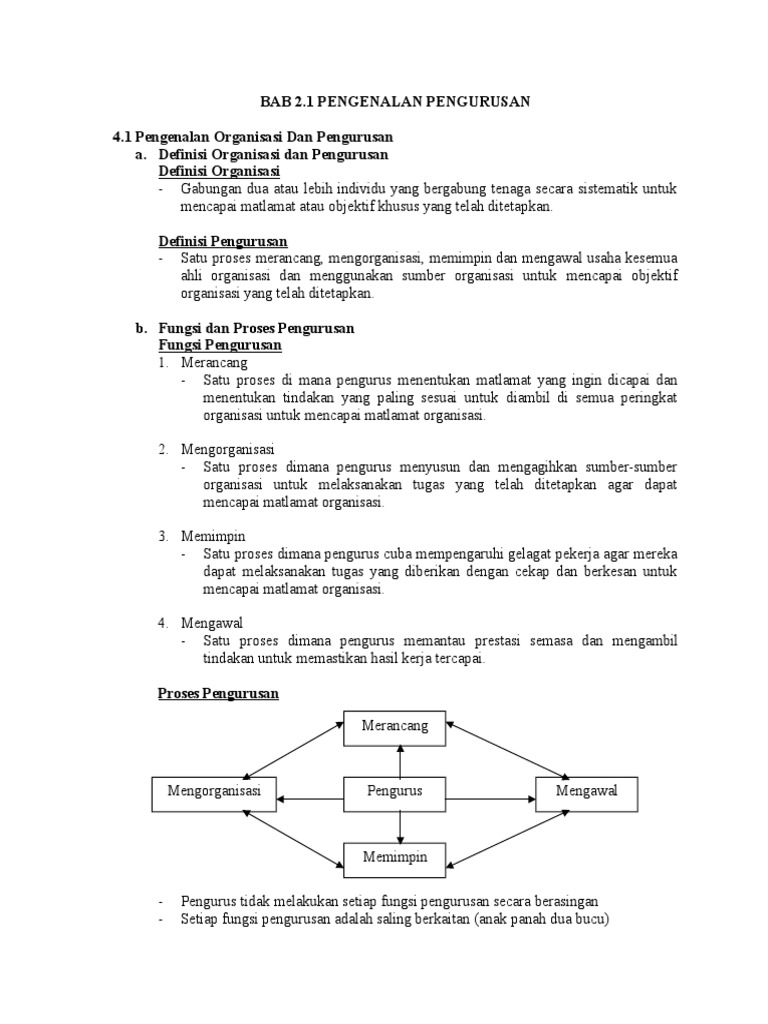 Bab 2 1 Pengenalan Pengurusan Pdf