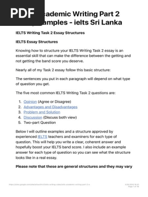 IELTS Academic Writing Part 2 Essay Samples - Ielts Sri Lanka
