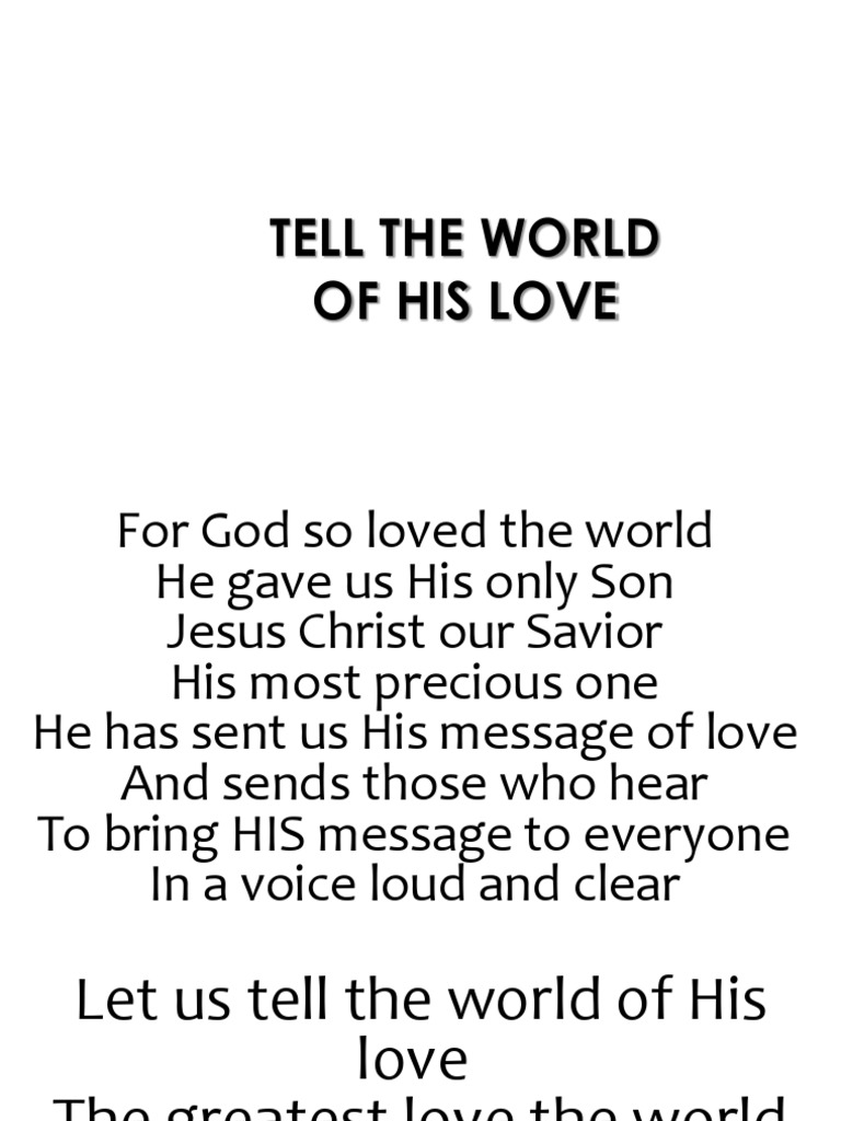 Tell the world of his love pdf