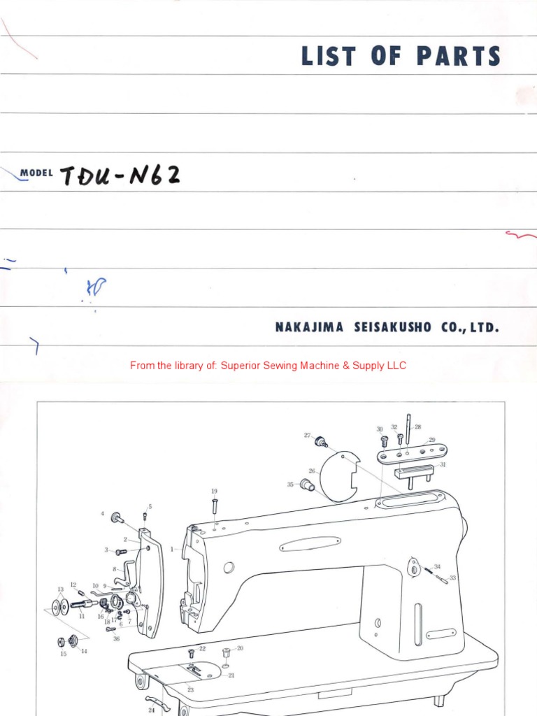 Nakajima TDU N62 Parts List | PDF | Machines | Screw