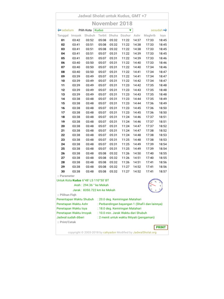 Jadwal Sholat Subuh 2018