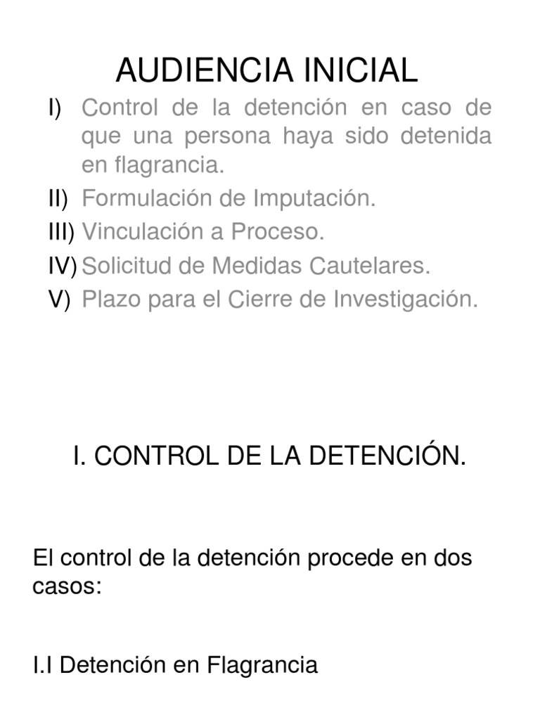 Etapas de la Audiencia Inicial Penal | PDF | Mandato | Violación