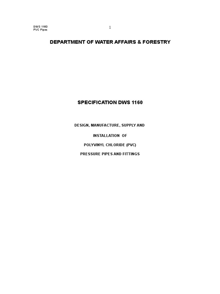 DWS 1160 PVC Pipe Specifications | PDF | Pipe (Fluid Conveyance ...