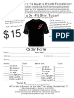 Order form for the Jovante Woods Founation shirts