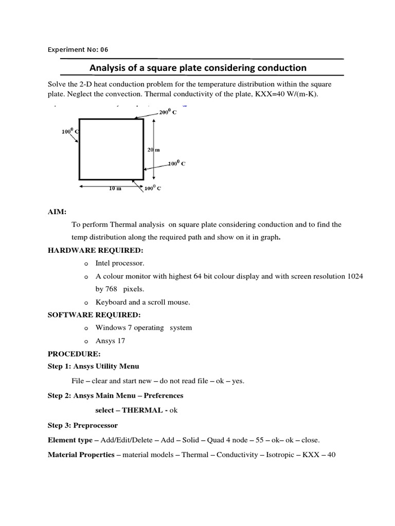 2D Heat Conduction Analysis of Square Plate | PDF | Thermal Conduction ...