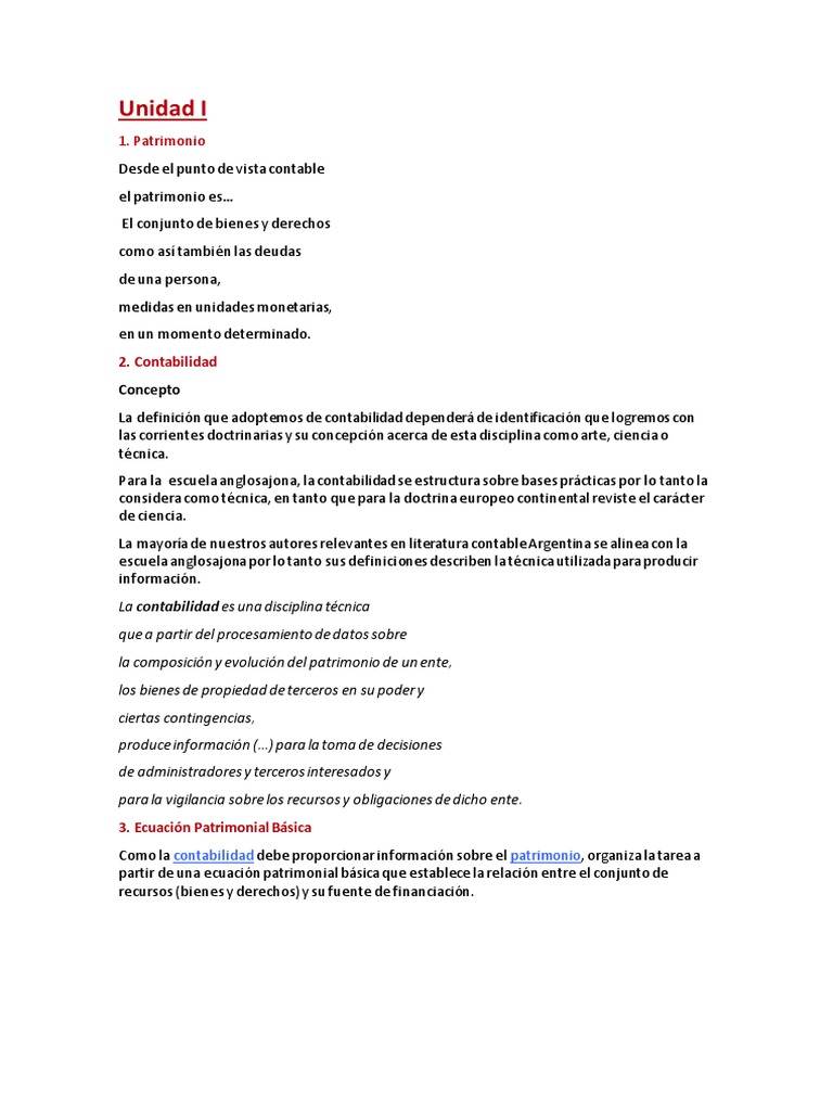Apunte Contabilidad Basica U1 A La U4 | PDF | Bienes (Ley) | Contabilidad
