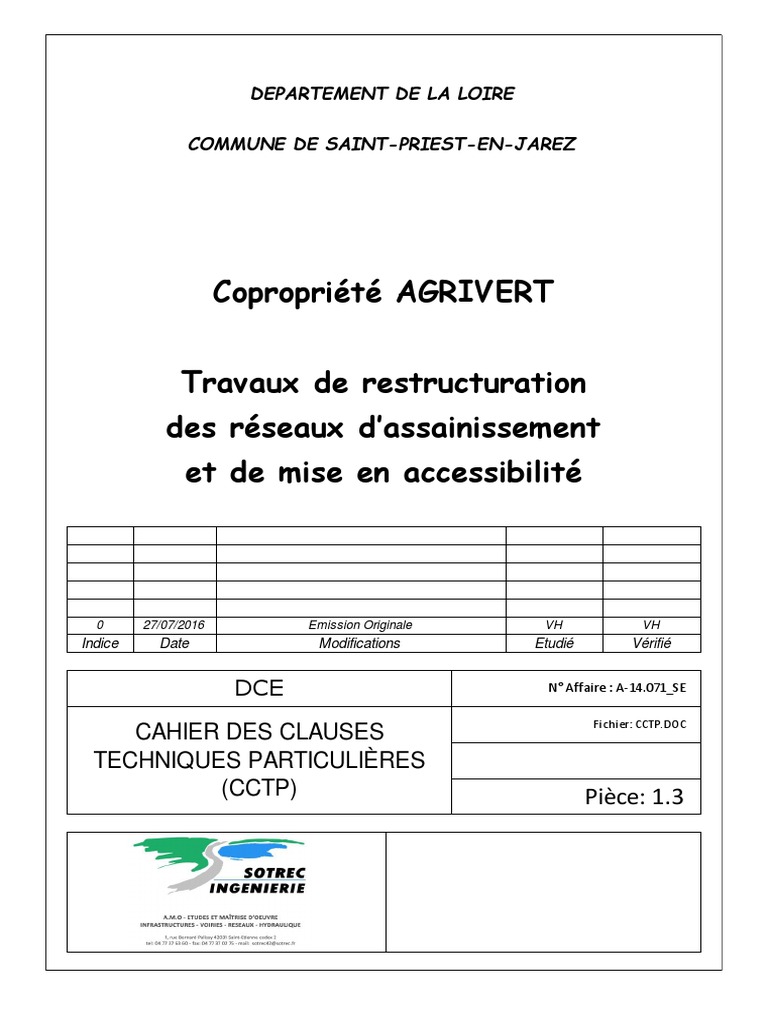 Cahier des Clauses Techniques Particulières | PDF | Entrepreneur ...