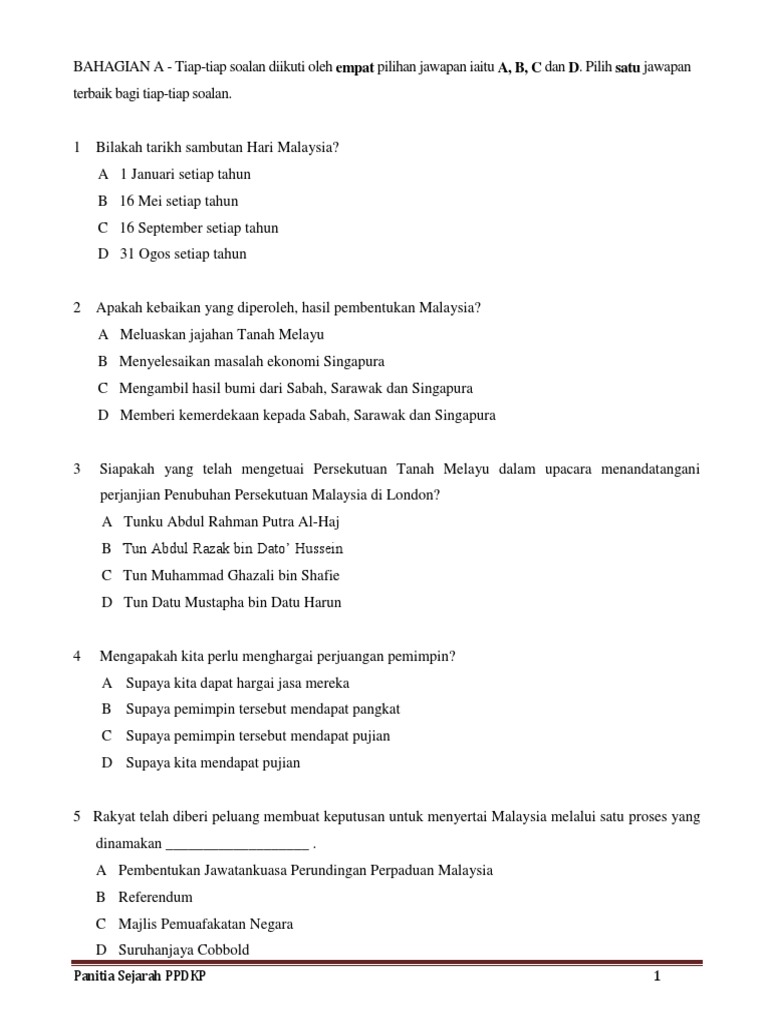 Soalan Sejarah Tahun 6 Ppt 2016 New
