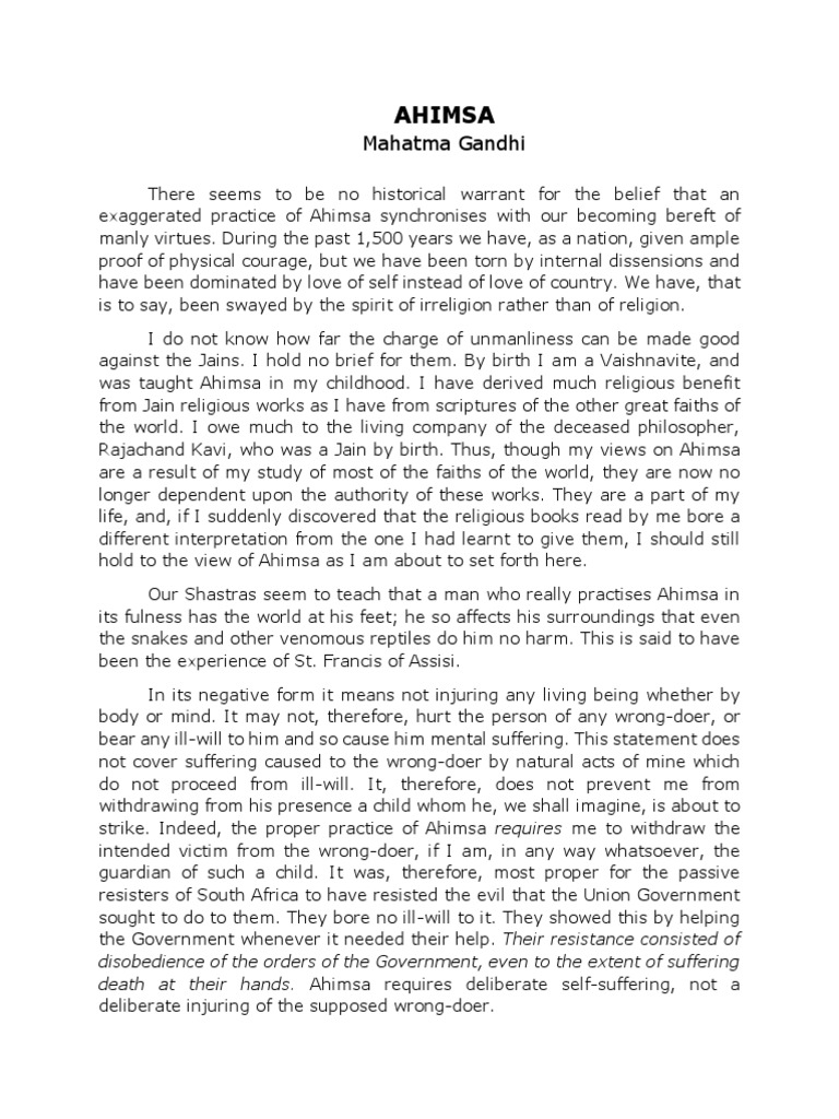 Ahimsa Pdf Ahimsa Courage