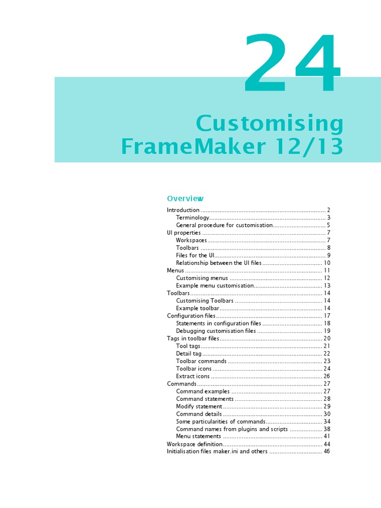Customizing FrameMaker 12/13 Guide | PDF | Menu (Computing) | User ...