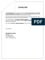 Covering Letter: Om Prakash Vishnoi Cell # 09928189921 Tata Projects Ltd. at Site - Cairn India LTD