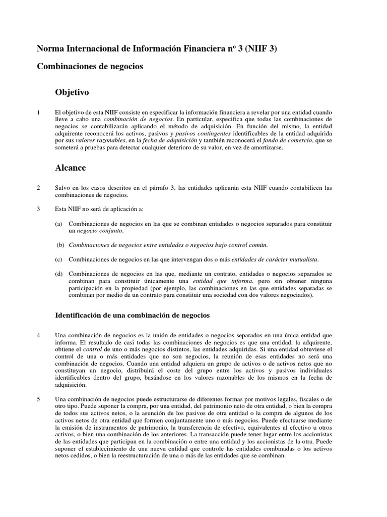 Niif3 PDF | PDF | normas internacionales de INFORMACION FINANCIERA ...