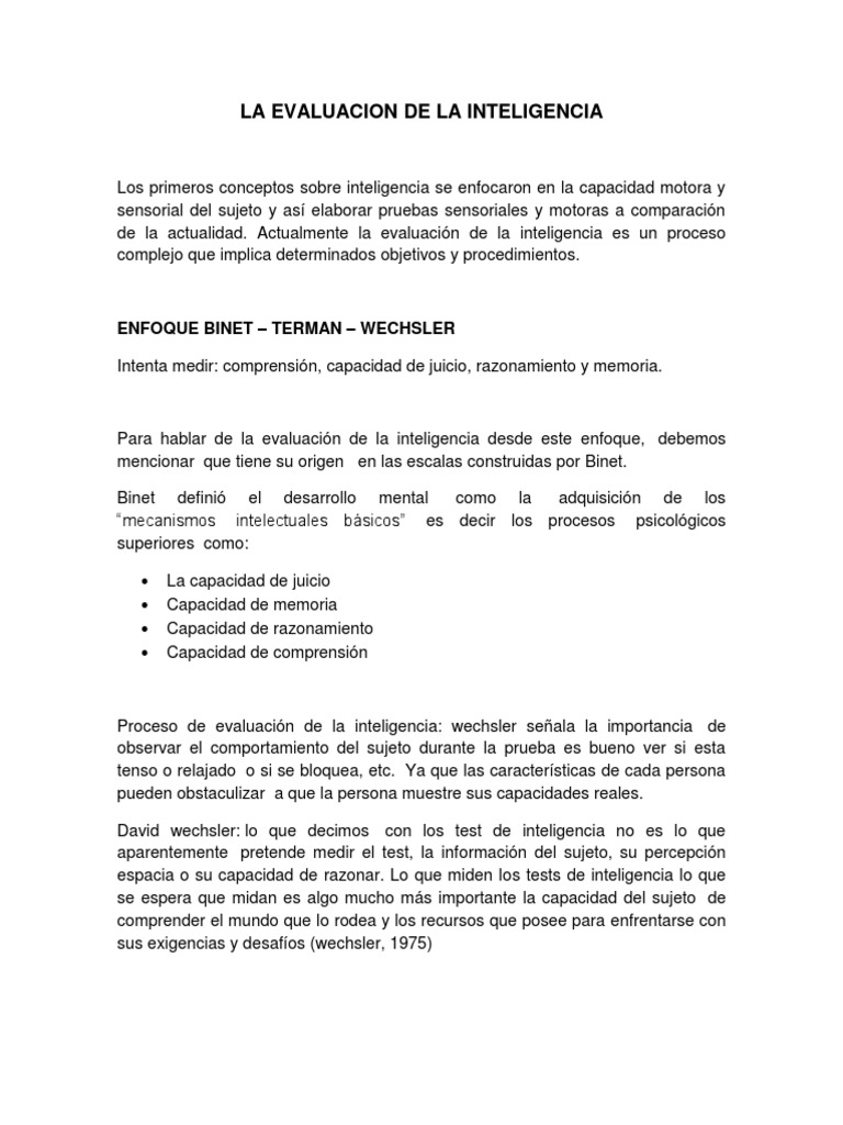 Evaluación de la Inteligencia Wechsler | PDF | Cociente de inteligencia ...
