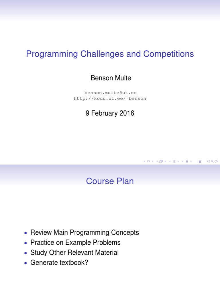 Programming Challenges and Competitions: Benson Muite | PDF ...
