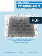 Freemason: Northwest Louisiana War Veterans Home M: W: Bro Calvin B Fold, PGM Memorial Dedication