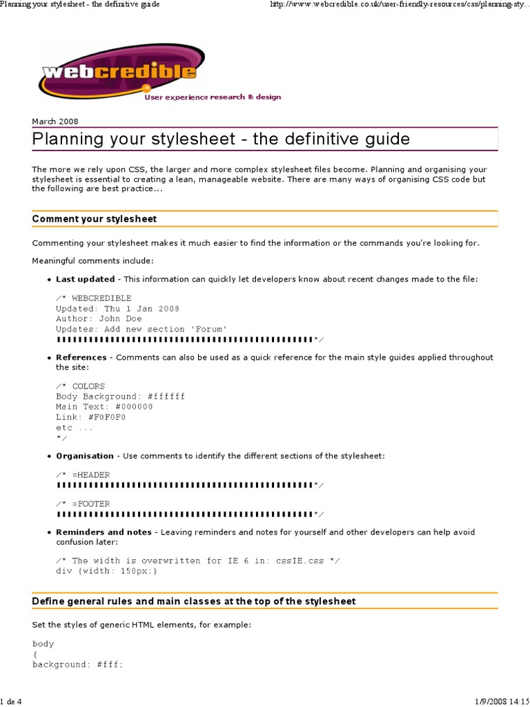 Planning Your Stylesheet - The Definitive Guide | PDF | Cascading Style ...