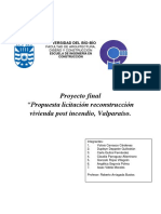 Propuesta licitación reconstrucción vivienda post incendio Valparaíso