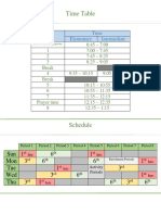 time table   schedule