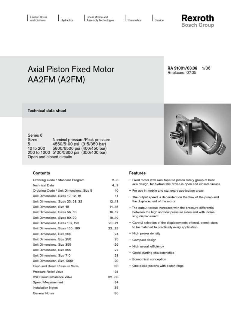 Aa2fm Rexroth PDF | PDF | Rotation Around A Fixed Axis | Machines