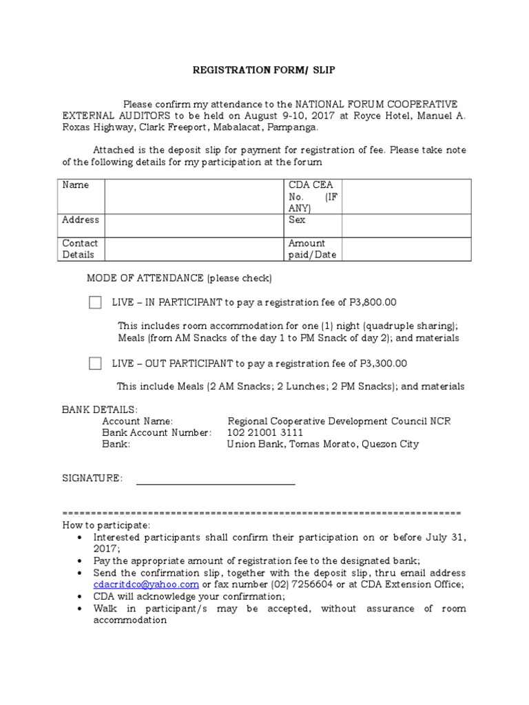 Registration Form/ Slip | PDF