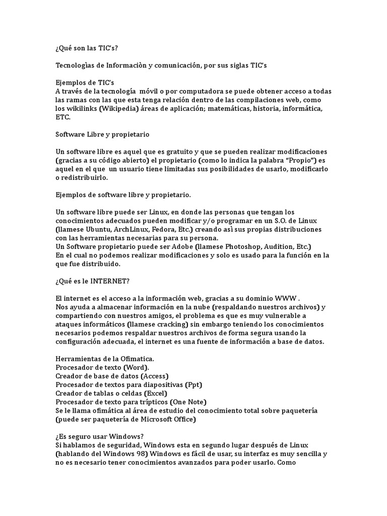 Guia Examen TIC's | PDF | Microsoft Windows | Archivo de computadora
