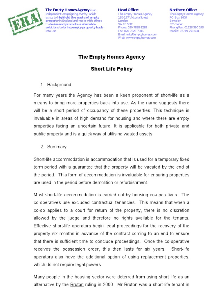 Short-Life Accommodation Overview | PDF | Leasehold Estate | Government