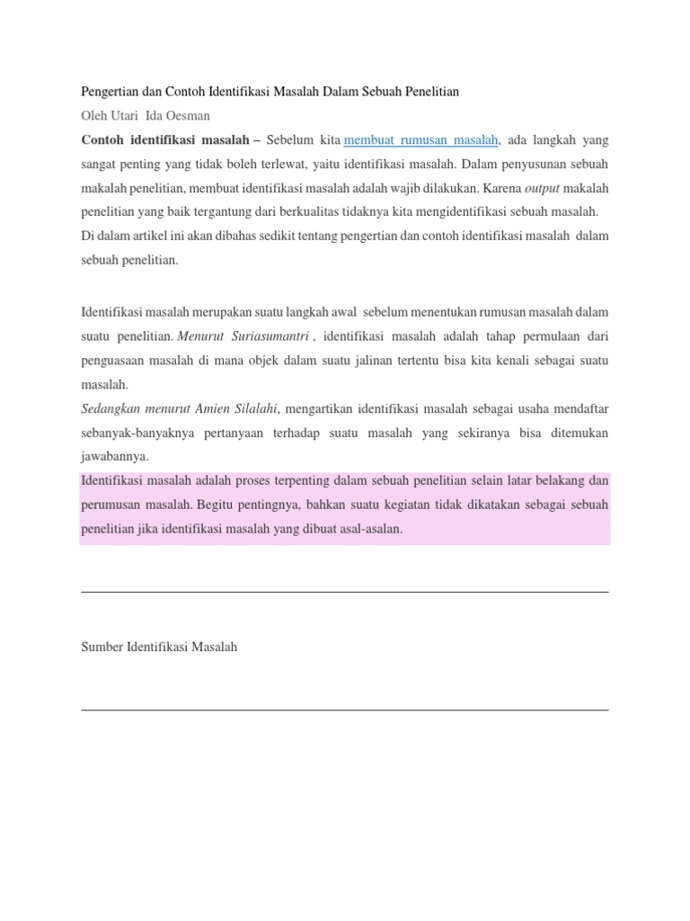 Contoh Identifikasi Masalah - Simak Gambar Berikut
