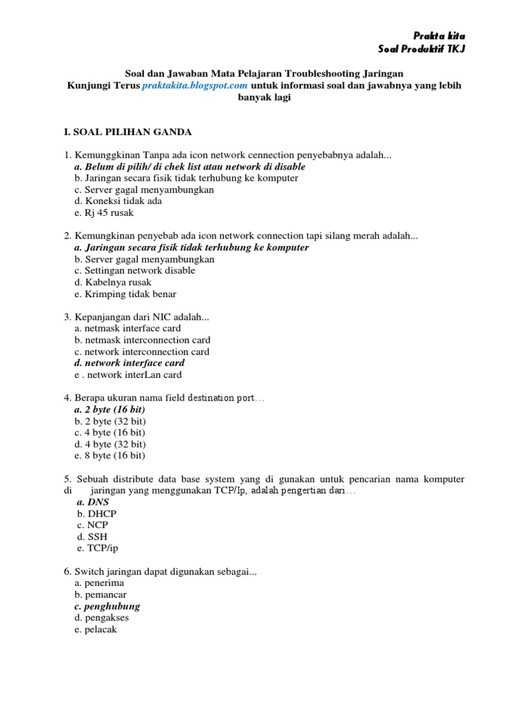 Soal essay troubleshooting jaringan 05 image