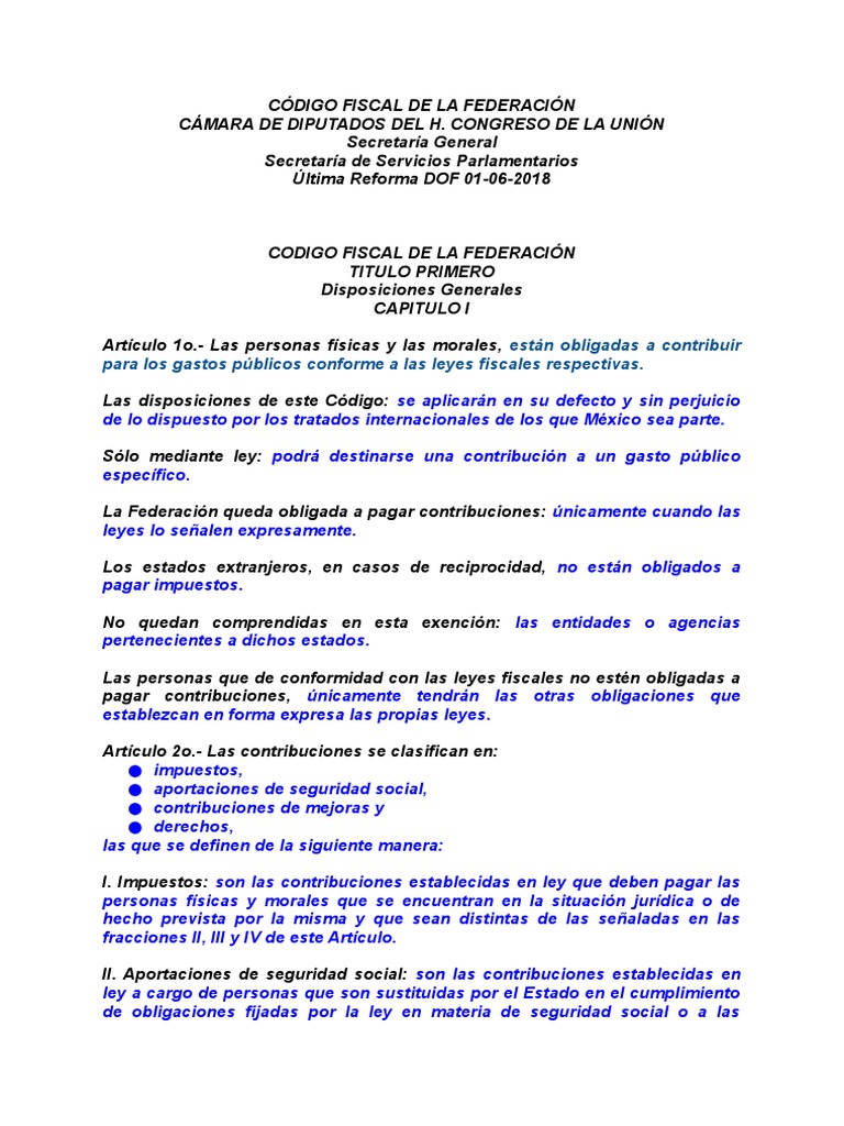 Código Fiscal de La Federación | PDF | Estado (política ...