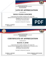 Certificate of Appreciation: Rosa Vilma Sanchez