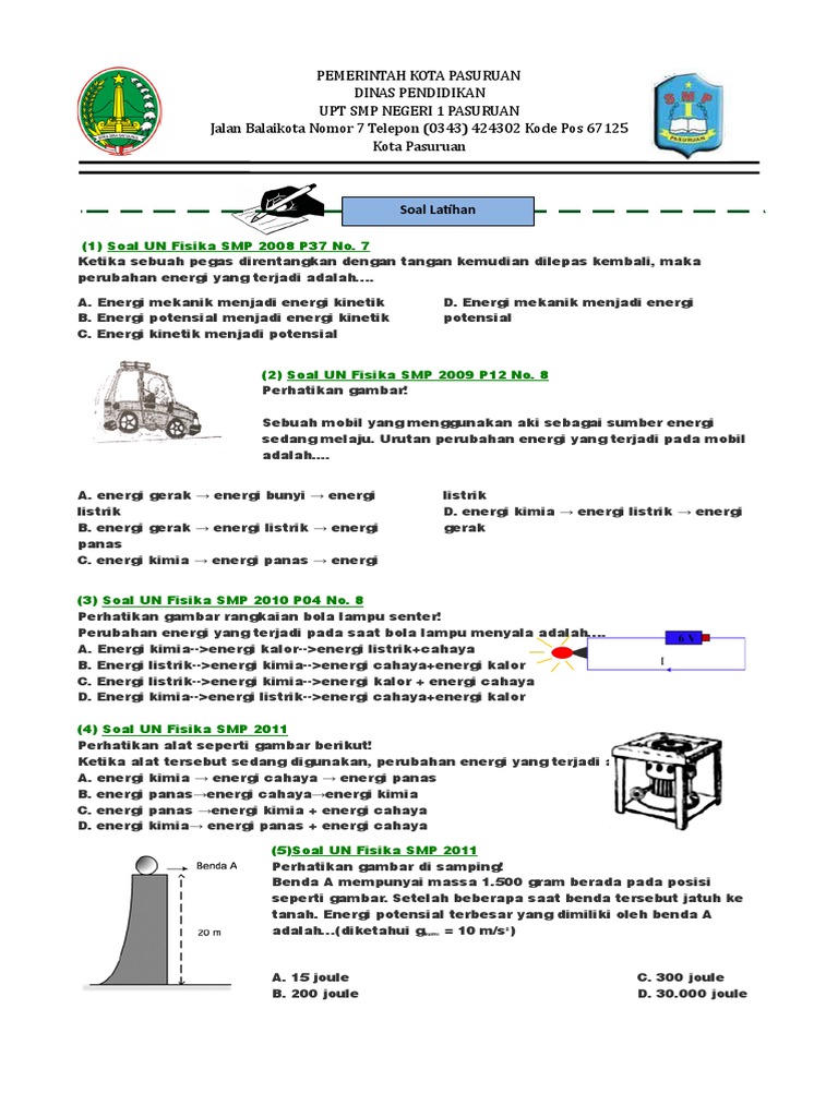 305185258 Soal Kelas 7 Energi Kinetik Dan Potensial