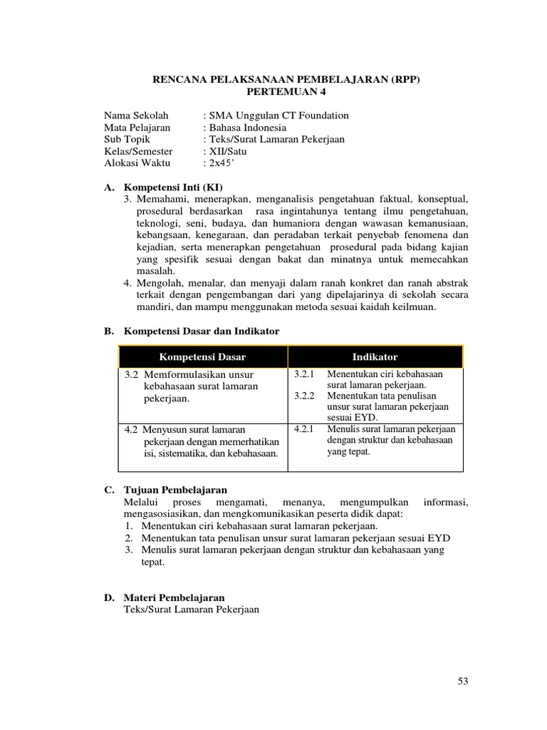 Surat Lamaran Kerja Yang Benar Sesuai Eyd - Berbagi Lamaran