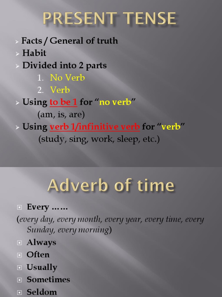Simple Present Tense Verb Adjective