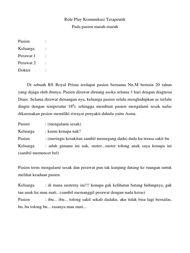 Role Play Komunikasi Terapeutik Pada Pasien Marah Marah