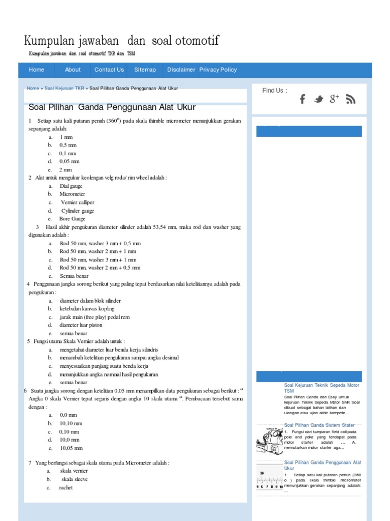 Contoh Soal Pilihan Ganda Materi Membaca Denah