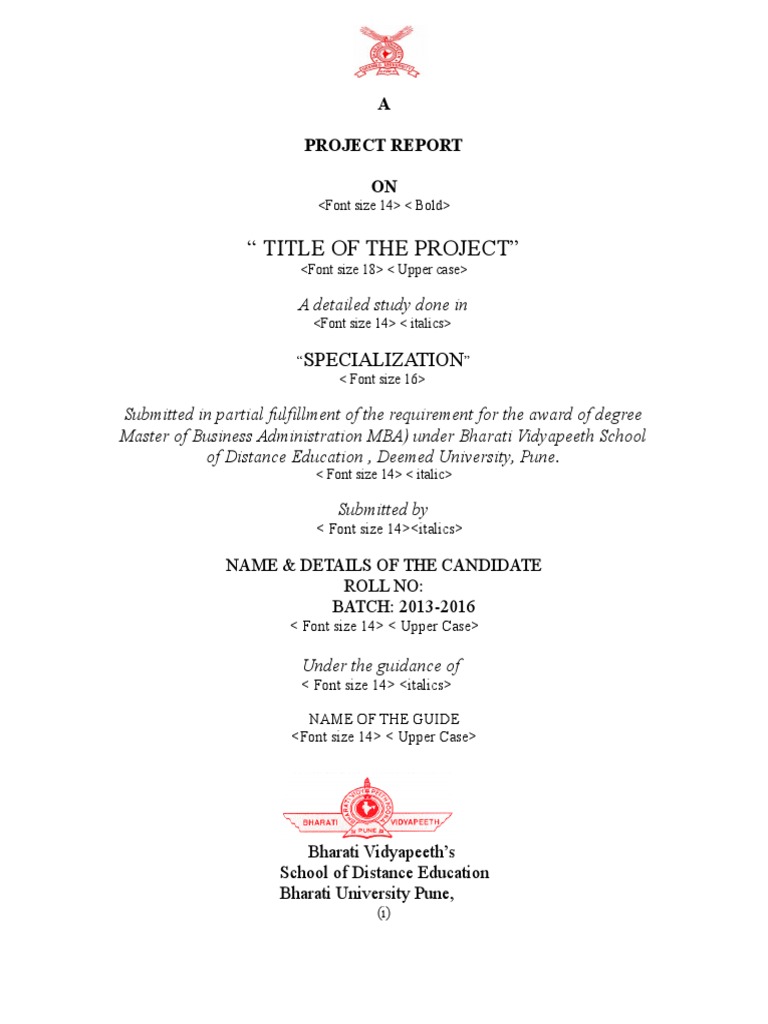MBA Project Report on Specialization Study | PDF | Master Of Business ...