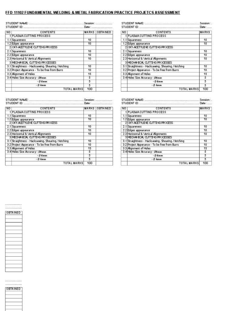 Ffd 11102 Fundamental Welding Metal Fabrication Practice Projetcs