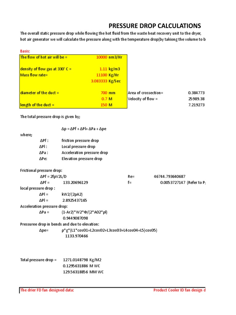 Pressure Drop Calculations | PDF | Pressure | Gases