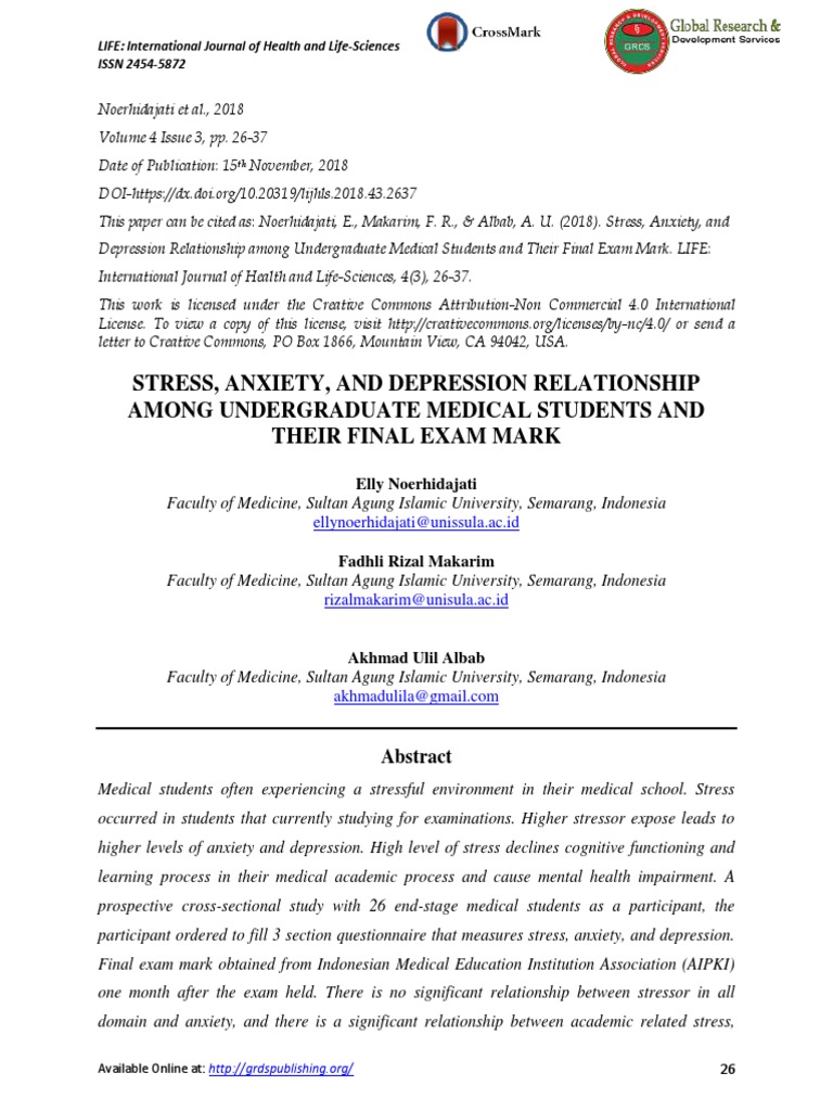 Stress and Mental Health in Medical Students | PDF | Stress (Biology ...