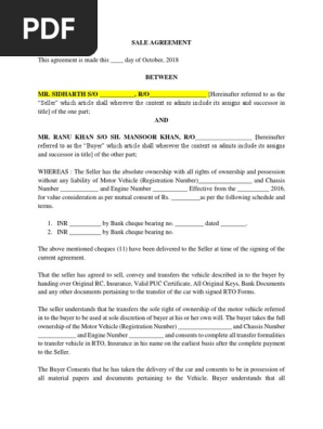 Sale Agreement - Car