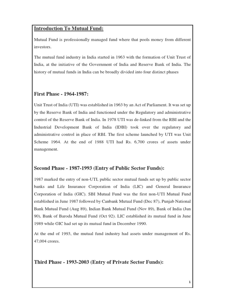 Introduction To Mutual Fund | PDF | Closed End Fund | Mutual Funds
