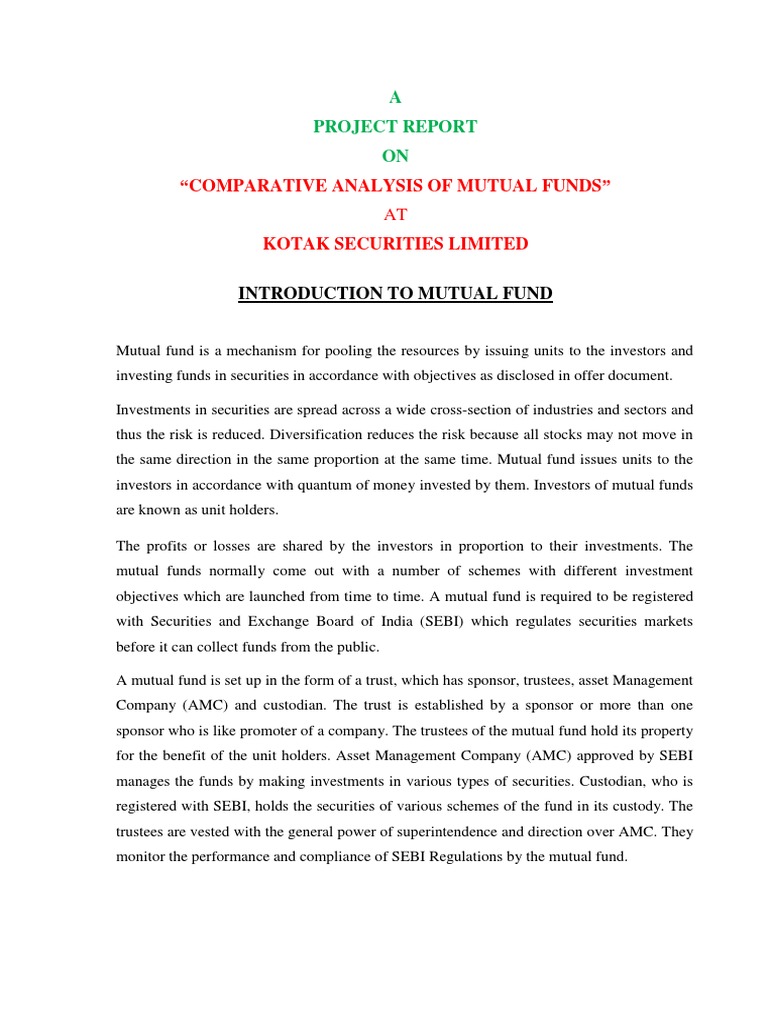 Comparative Analysis of Mutual Funds - Kotak Securities | PDF | Mutual ...