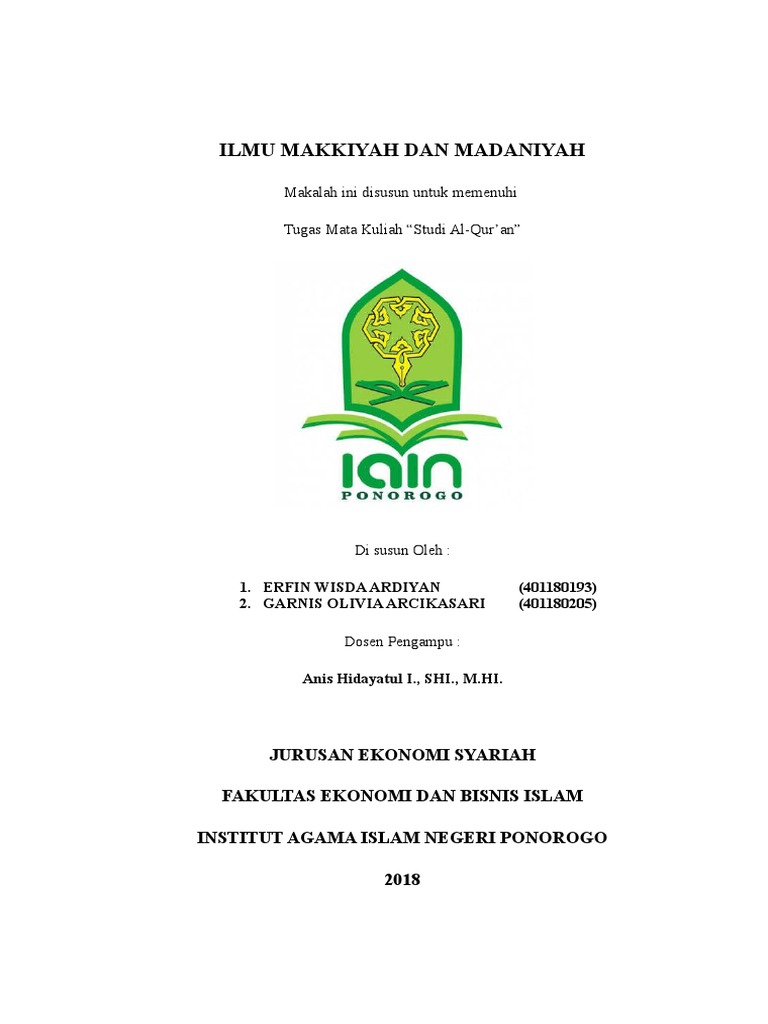 Ilmu Makkiyah Dan Madaniyah Kel 5